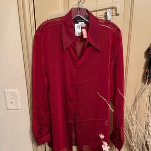 Elegant Deep Red Button Down Shirt